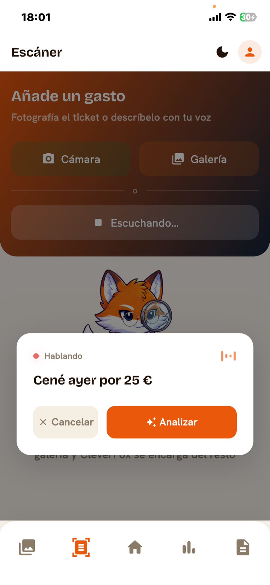 Añadir gasto por voz